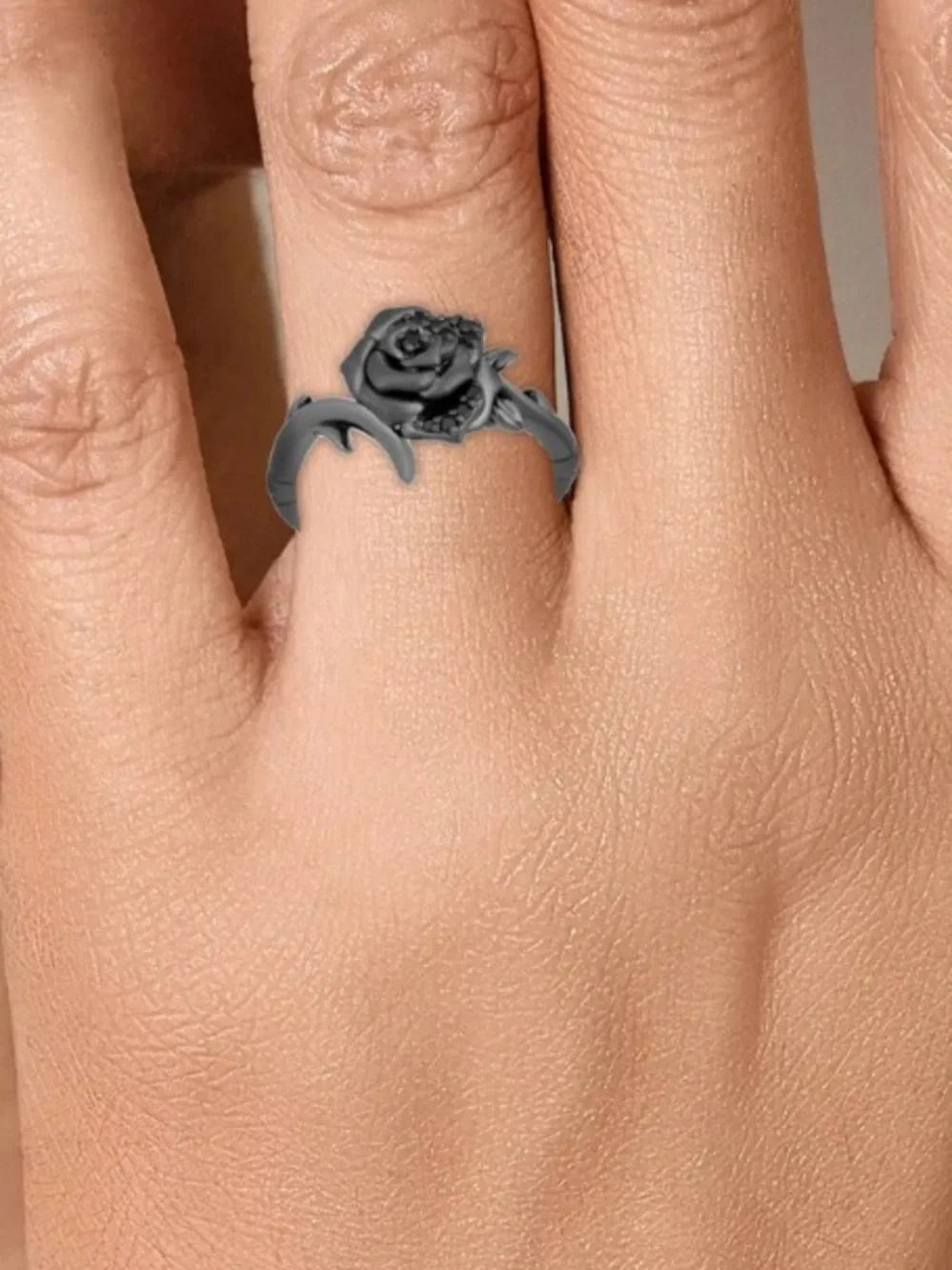 Disney Rose Ring 1/10 Ct. T.W. Black Diamond in Sterling Silver & Black Rhodium